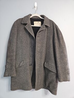 Vintage Robert Hall Sportswear American Wool Car Coat Sz 38 Retro Menswear Tweed